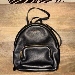 Michael Kors Black Backpack with Gold Logo